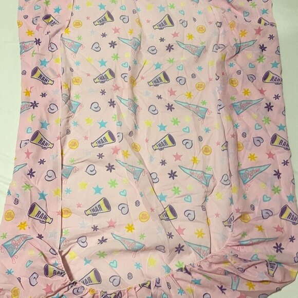 Vintage 1998 Barbie Cheerleader Go Team Cheer Full Fitted Sheet - Picture 15 of 15